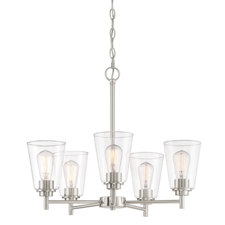 Designers Fountain Westin 5 Light Modern Satin Platinum with Clear Glass Shades Chandelier For Dining Rooms 95785-SP